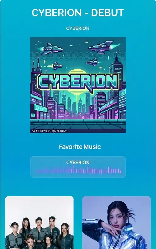 Moodboard Cyberion criado a partir da paleta de um álbum